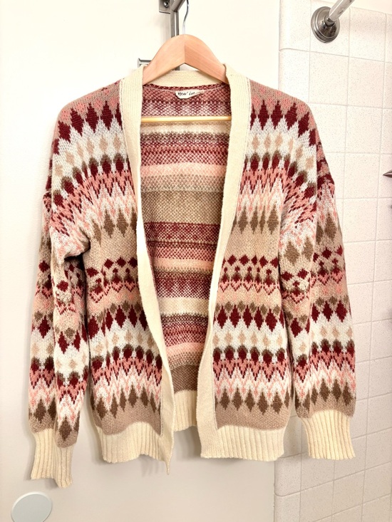 New In Sweaters - New In Open Fair Isle Cardigan Sweater Oversized Size Medium Cottagecore Spring